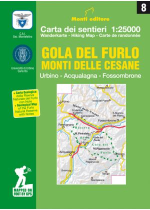 MONTI EDITORE - Cartina sentieri 1:25000 Gola del Furlo monti della Cesane