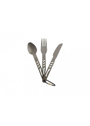 Ferrino, Set Cucchiaio, Forchetta e Coltello in Acciaio Inox Grigio, 15 cm