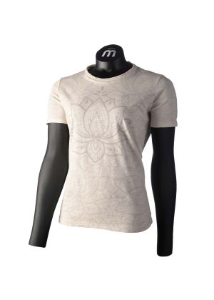 MICO - T-Shirt donna girocollo in cotone lino Outer Wear - Beige