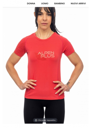 ALPENPLUS - T-Shirt donna girocollo trekking corsa Fit - Rosso 