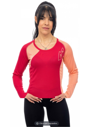ALPENPLUS - T-Shirt donna girocollo trekking corsa Enduro - Rosso 
